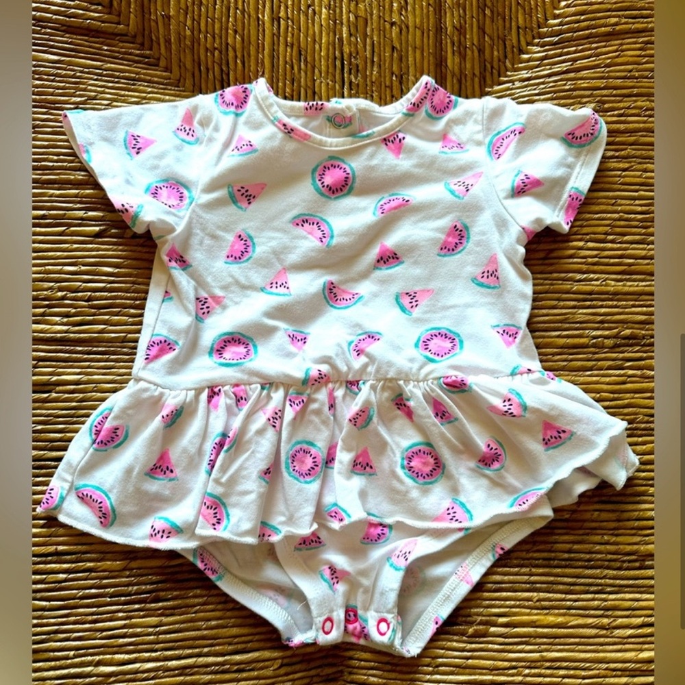 Watermelon Print Baby Romper, 3-6 M